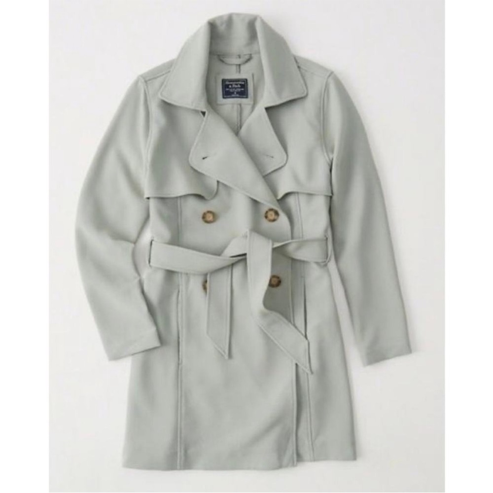 Abercrombie & Fitch Sage Green Drapey Trench Coat NWOT